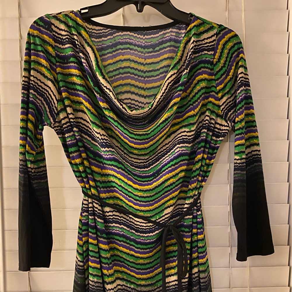 Multicolor Striped Maternity Blouse w/ Tie Waist